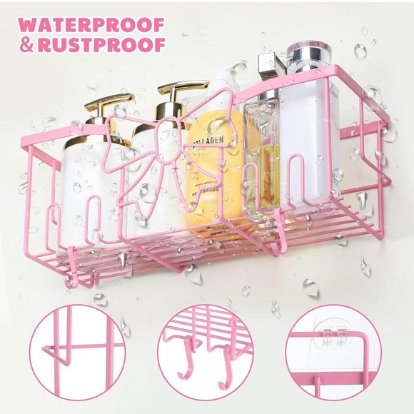 NEW Pink Bow Shower Caddy Shelves Bathroom Organizer - 2 pack - Picture 4 of 4